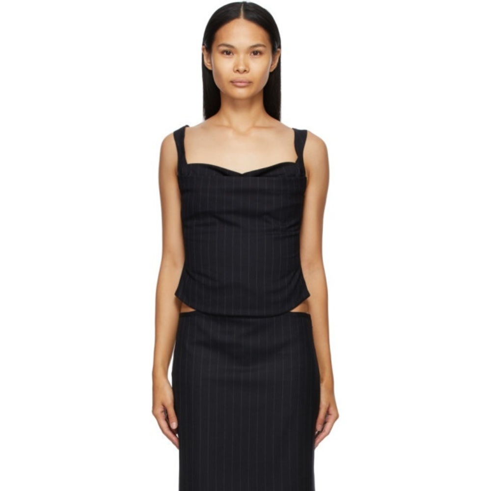 Miaou Black Pinstripe Top
